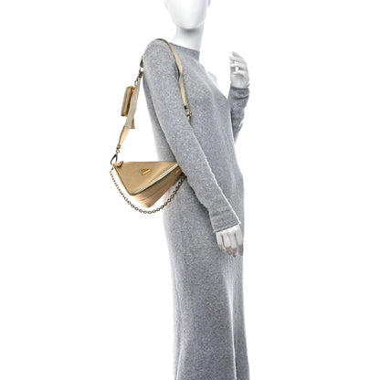 Prada Saffiano Lux Triangle Shoulder Bag Platino 2 of 9