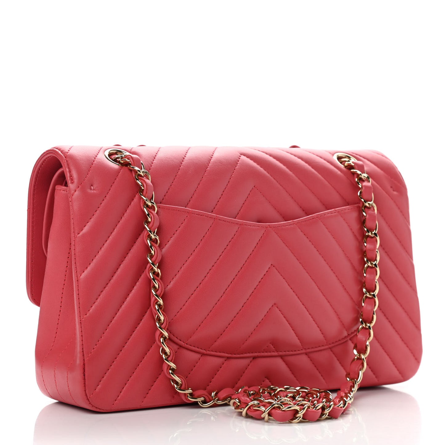 Lambskin Chevron Quilted Medium Double Flap Pink