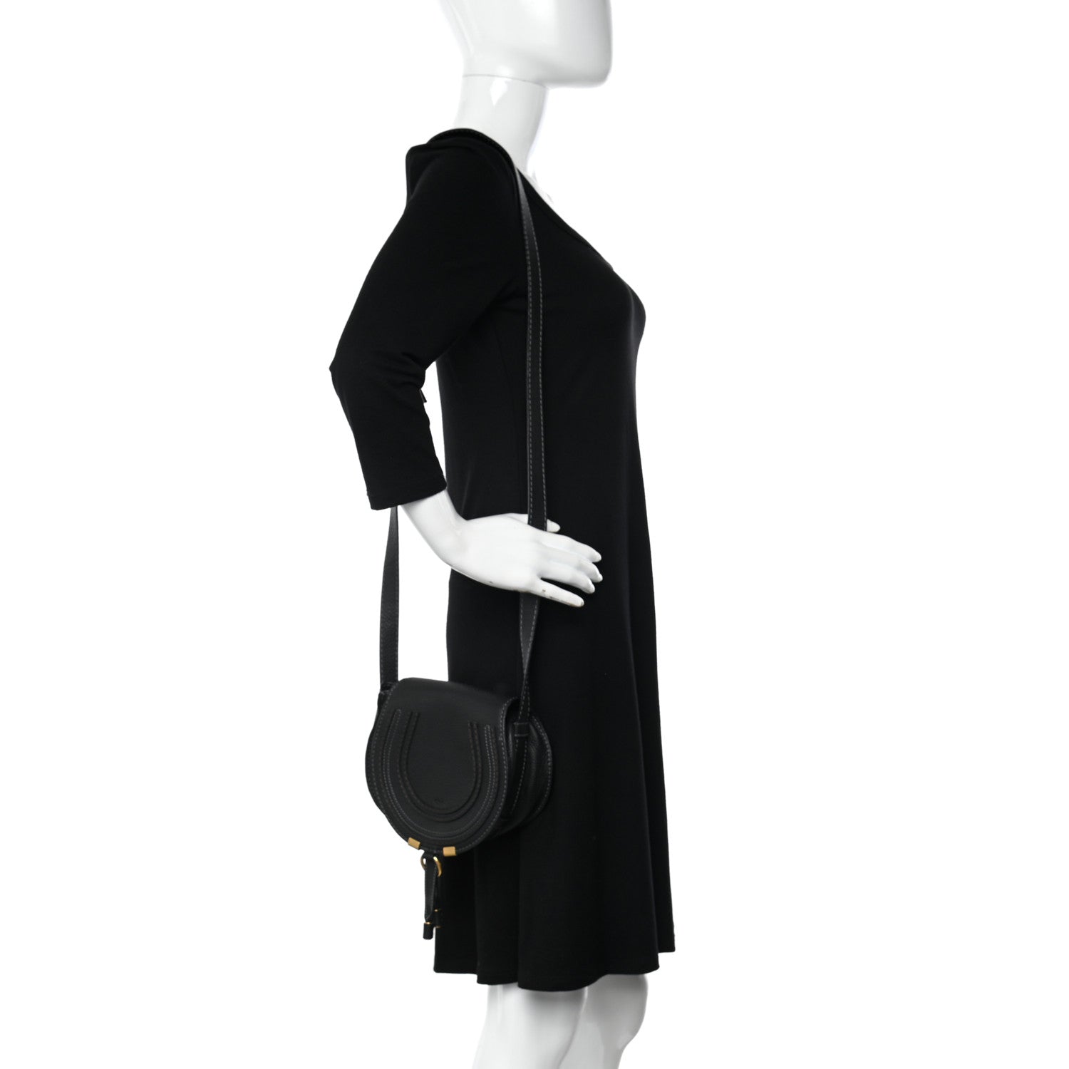 Chloe Grained Calfskin Small Marcie Saddle Bag Black 2 of 9