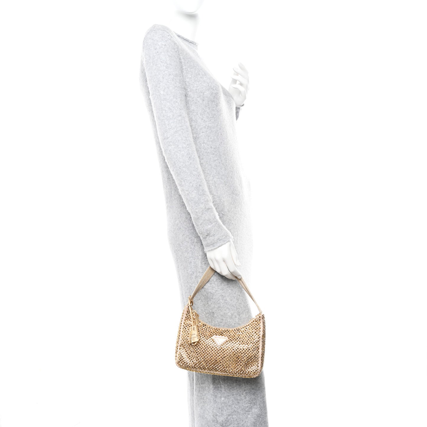 Satin Crystal Mini Re-Edition 2000 Bag Platino