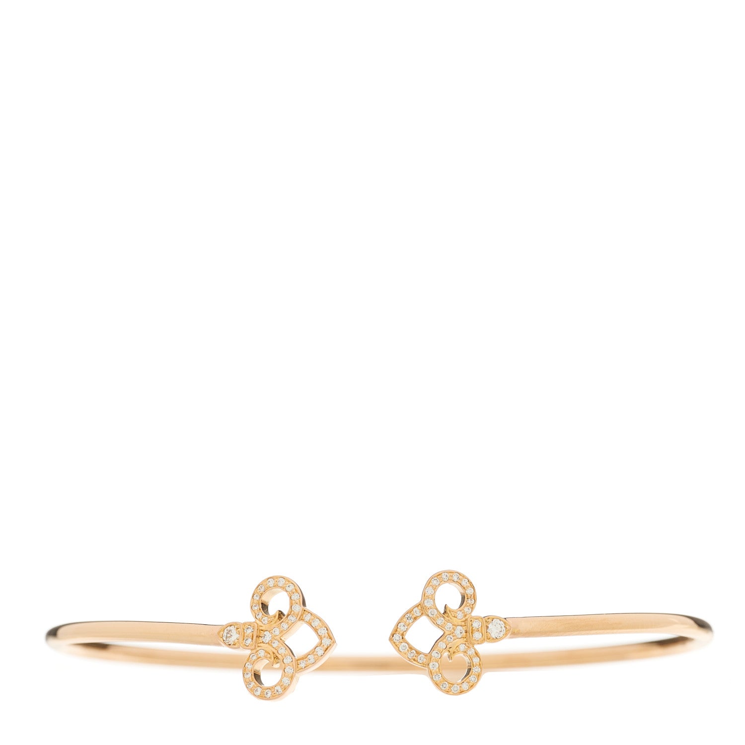 Tiffany 18K Rose Gold Diamond Fleur De Lis Wire Bracelet 1 of 4