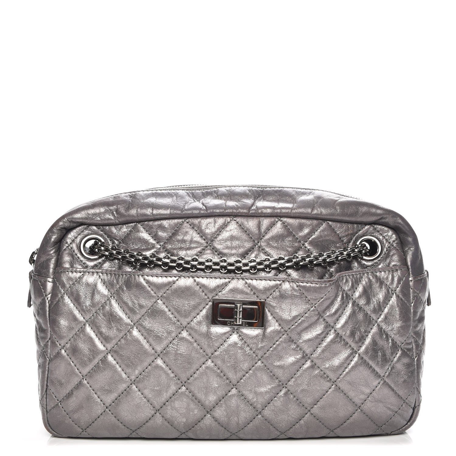 Chanel Metallic Aged Calfskin Quilted Medium Reissue Camera Case Dark Silver 1 of 10