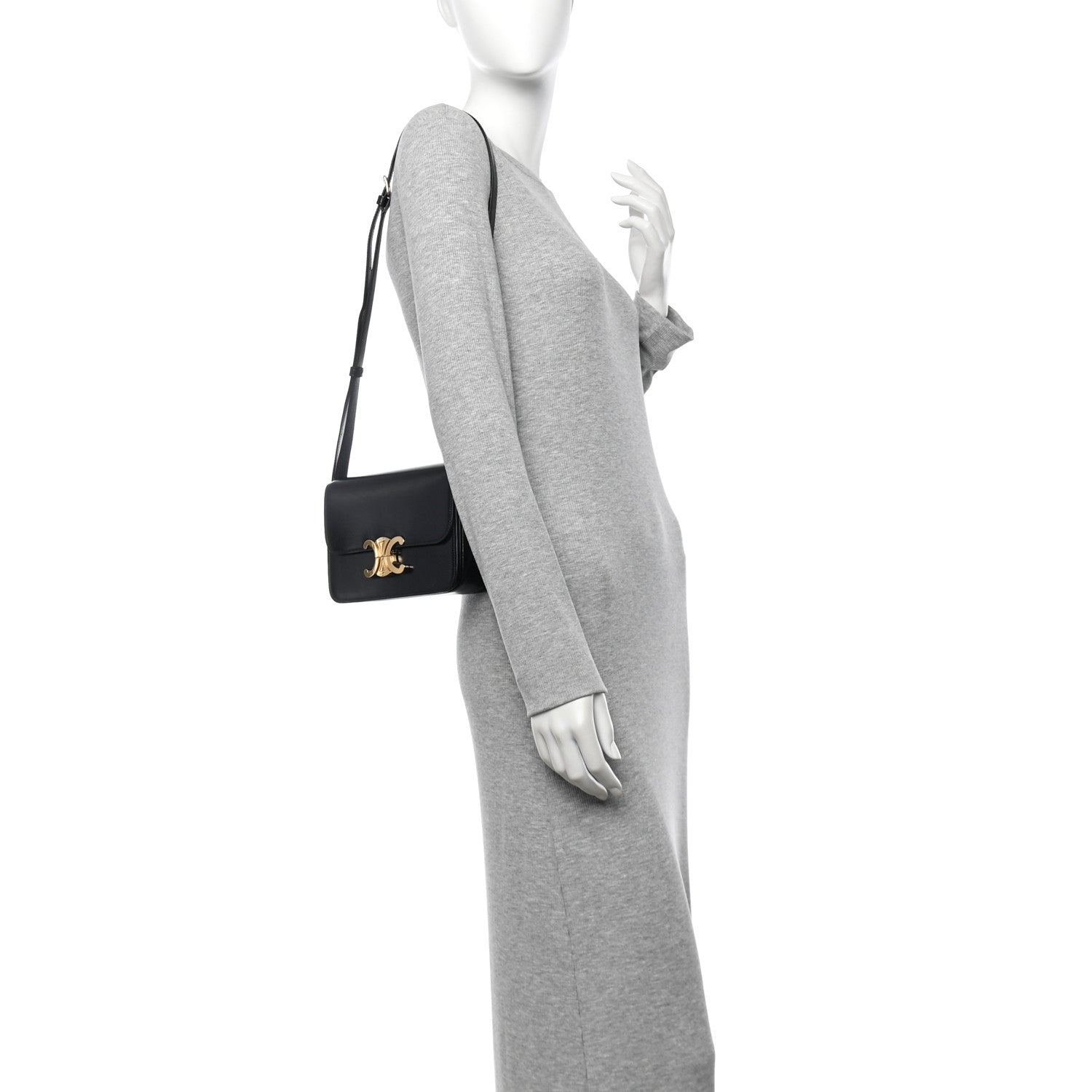 Celine Shiny Calfskin Teen Triomphe Black 2 of 13