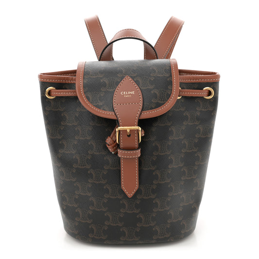 Triomphe Canvas Calfskin Mini Folco Backpack Tan
