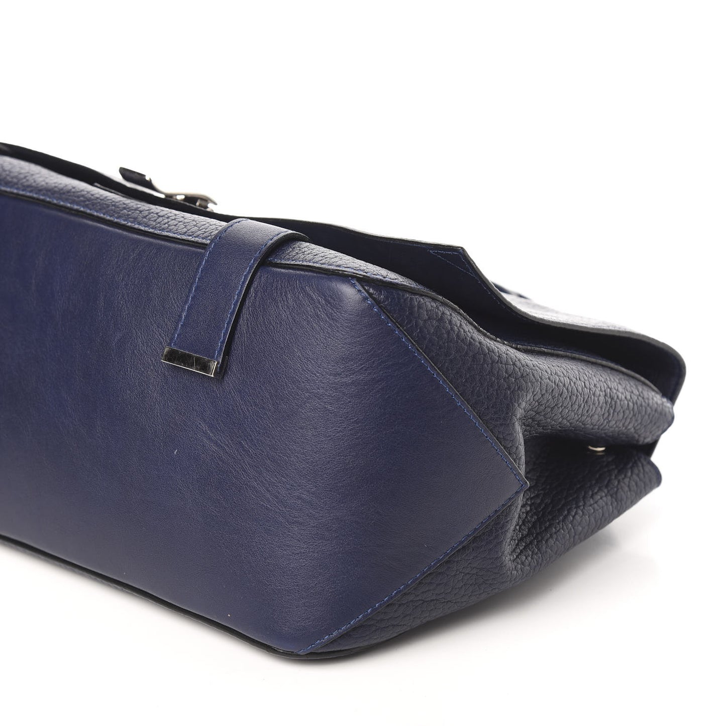 Pebbled Calfskin Double Sided PS Courier Bag Indigo