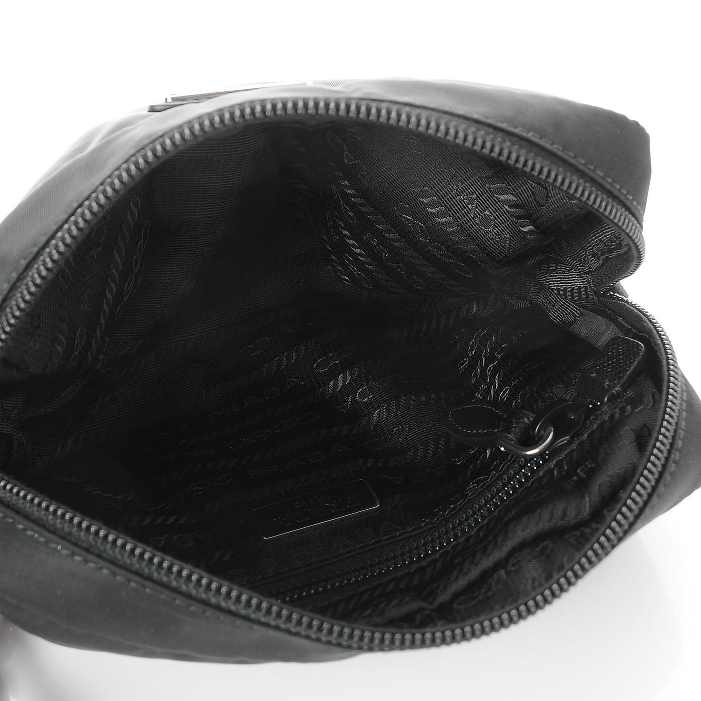 Tessuto Nylon Vela Saffiano Necessaire Wristlet Pouch Black