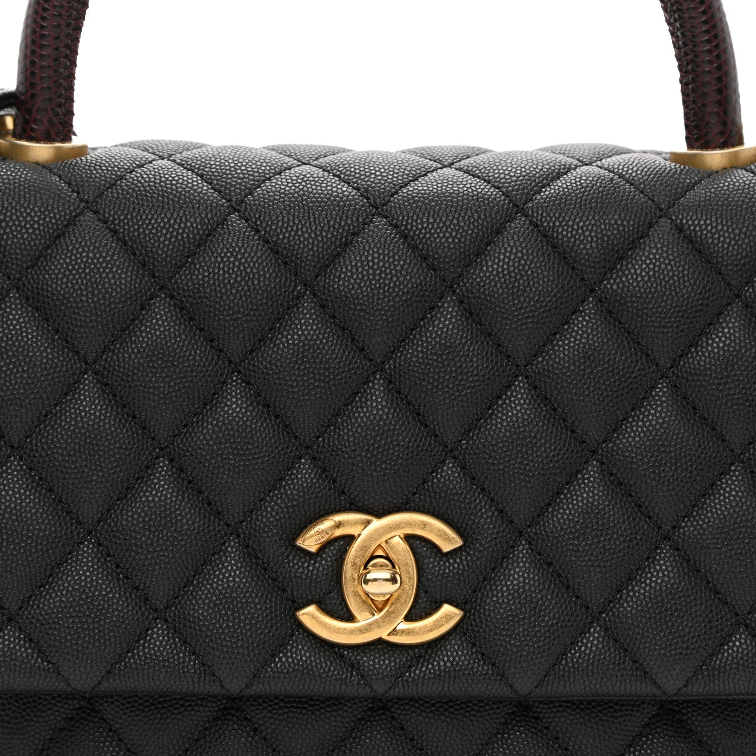 Chanel Caviar Lizard Embossed Quilted Small Coco Handle Flap Black 9 of 11