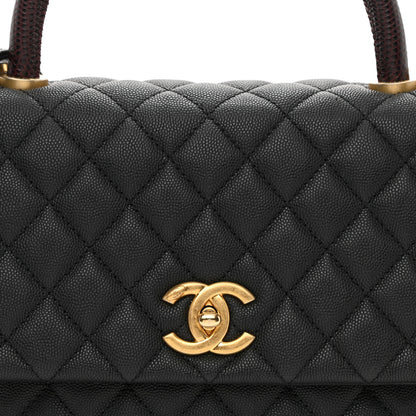 Chanel Caviar Lizard Embossed Quilted Small Coco Handle Flap Black 9 of 11