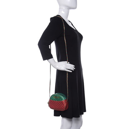 Gucci Laminated Nappa Trapuntata Mini Zumi Dome Shoulder Bag Rosso Jasmine Green Rame 2 of 10