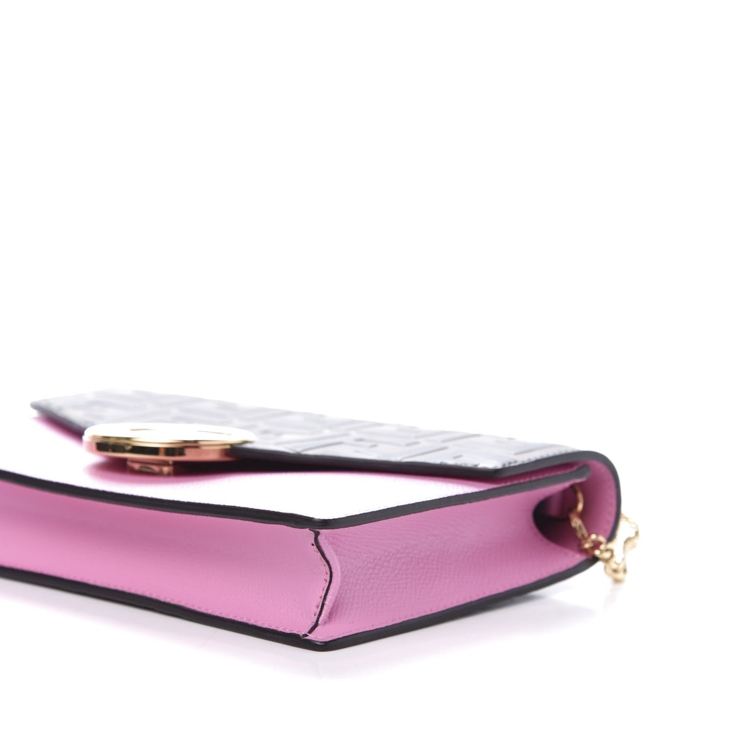 Fendi Vitello Cruise F is Fendi Bi-Color FF 1974 Embossed Medium Envelope Wallet On Chain Maya Black Lollypop 7 of 10
