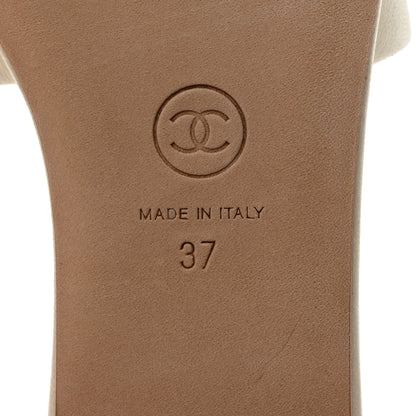 Chanel Calfskin Pearl CC Mules 37 Ivory 8 of 9