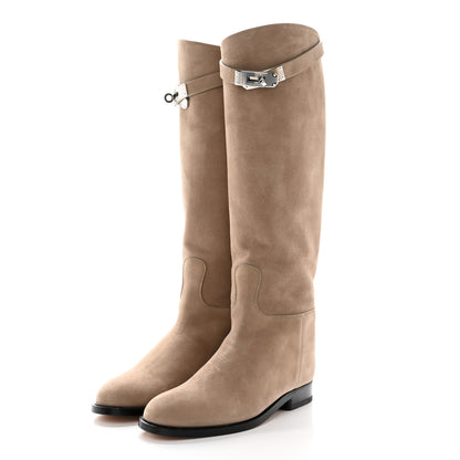 Hermes Suede Kelly Jumping Boots 35.5 Oak 3 of 13