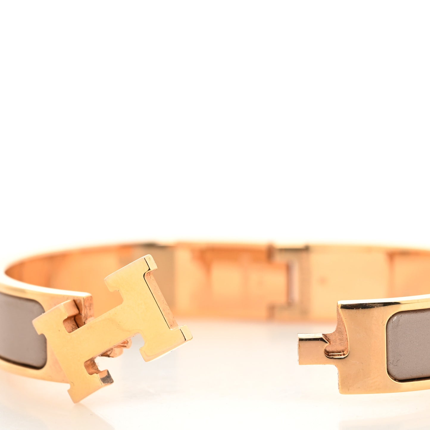 Enamel Narrow Clic Clac H Bracelet PM Marron Glace