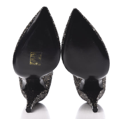 Saint Laurent Glitter Era Pumps 38 Black Silver 5 of 9