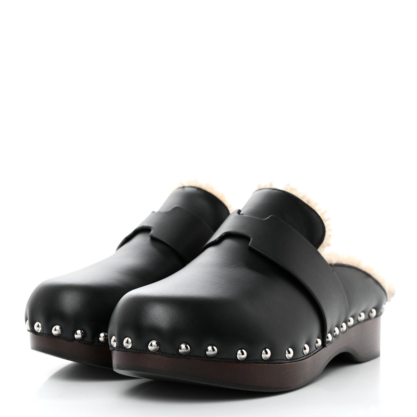 Calfskin Wool Calya Mules 35 Black