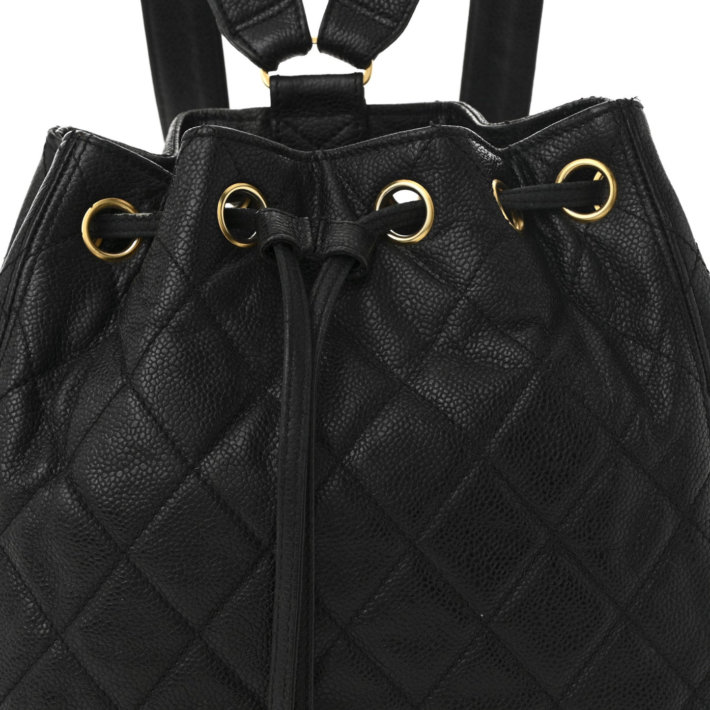 Caviar Quilted Drawstring Backpack Black
