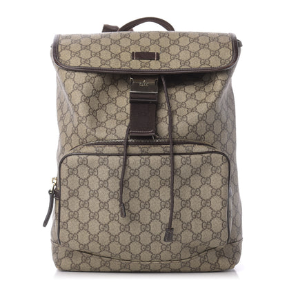 Gucci GG Supreme Monogram Medium Single Buckle Rucksack Backpack Beige Ebony Brown 1 of 10