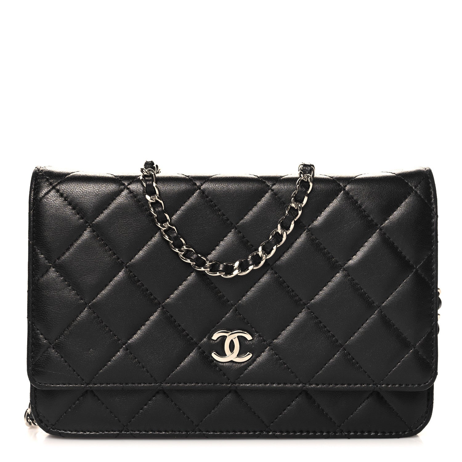 Chanel Lambskin Quilted Wallet On Chain WOC Black 1 of 12