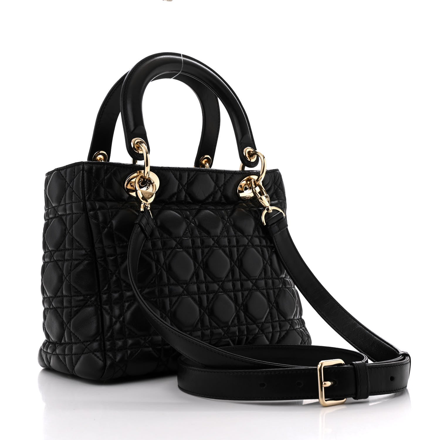 Christian Dior Lambskin Cannage Medium Lady Dior Black 3 of 13