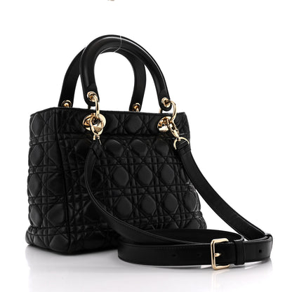 Christian Dior Lambskin Cannage Medium Lady Dior Black 3 of 13