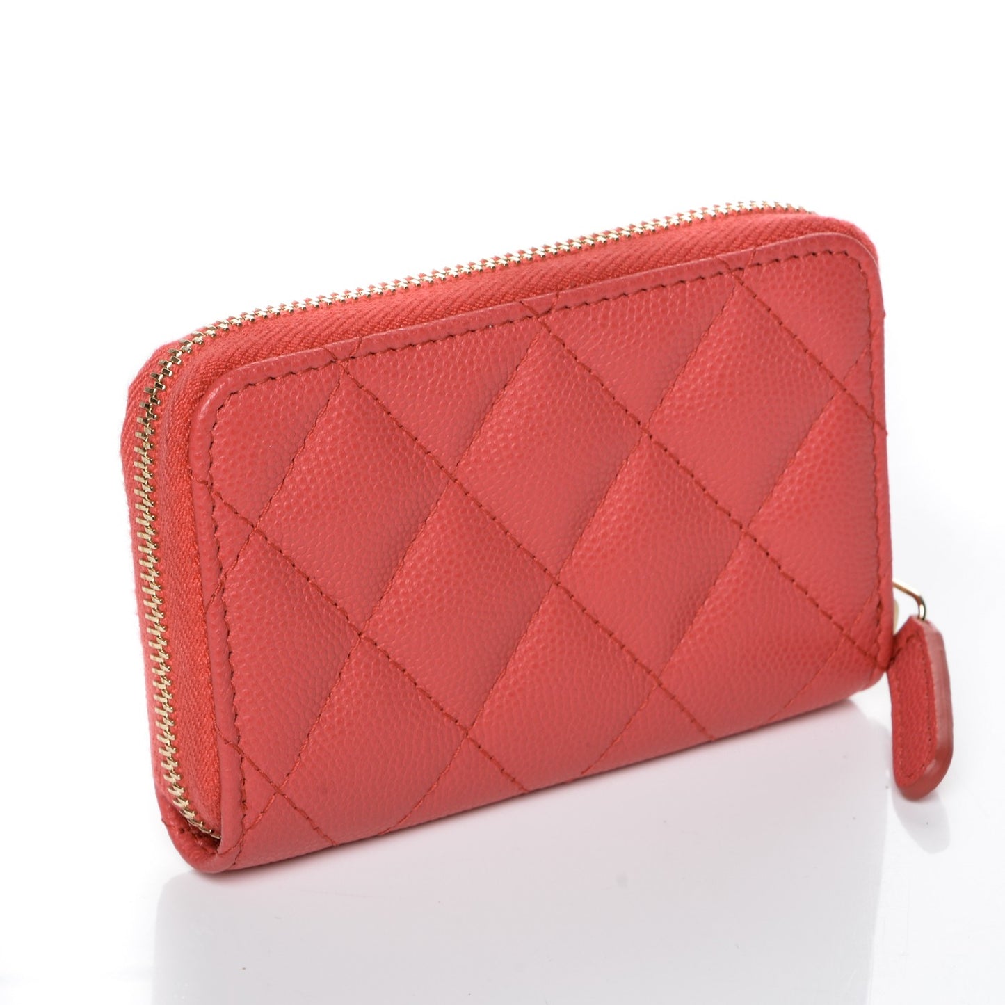 Caviar Quilted Zip Coin Purse Dark Pink