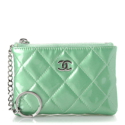 Chanel Patent Quilted Key Holder Case Green 1 of 7