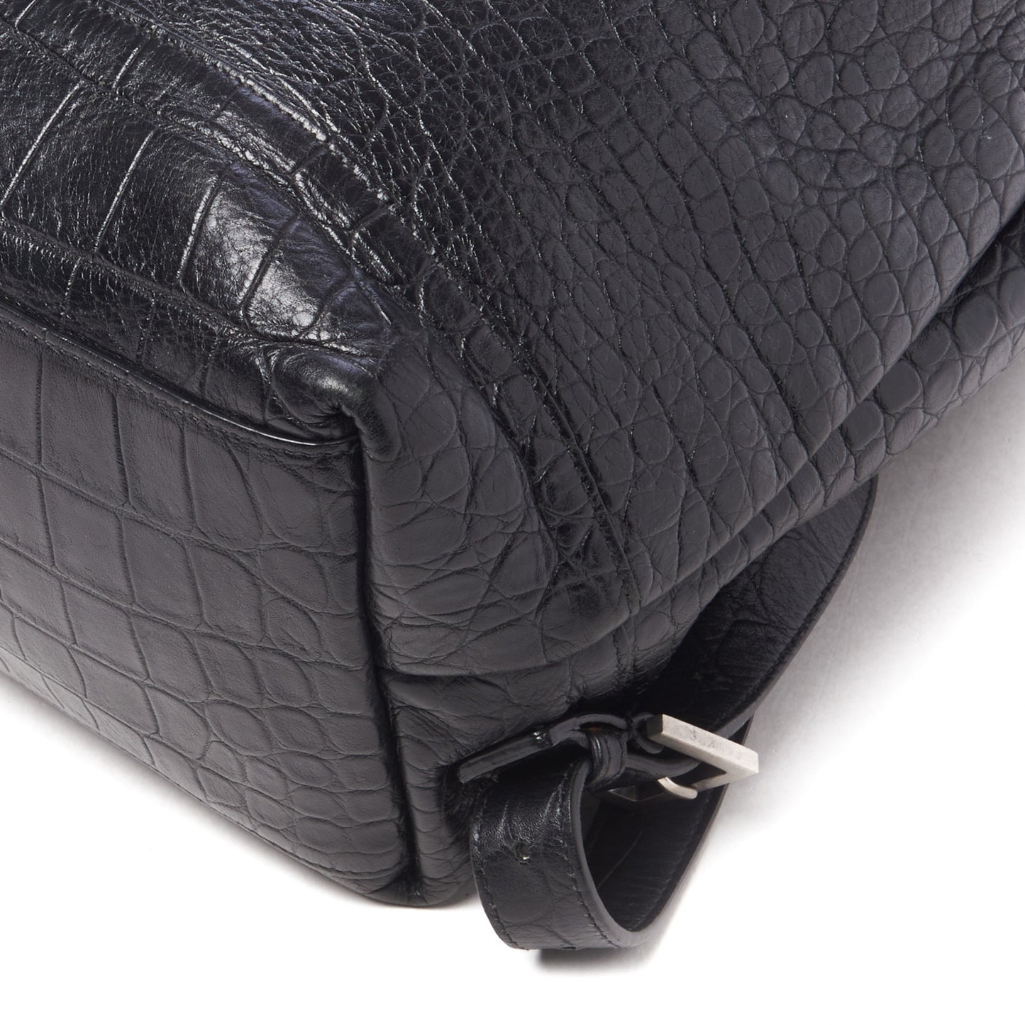 Calfskin Crocodile Embossed Sac De Jour Backpack Black