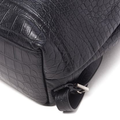 Saint Laurent Calfskin Crocodile Embossed Sac De Jour Backpack Black 5 of 10