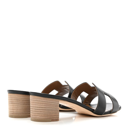 Hermes Calfskin Oasis Sandals 38 Black 4 of 9