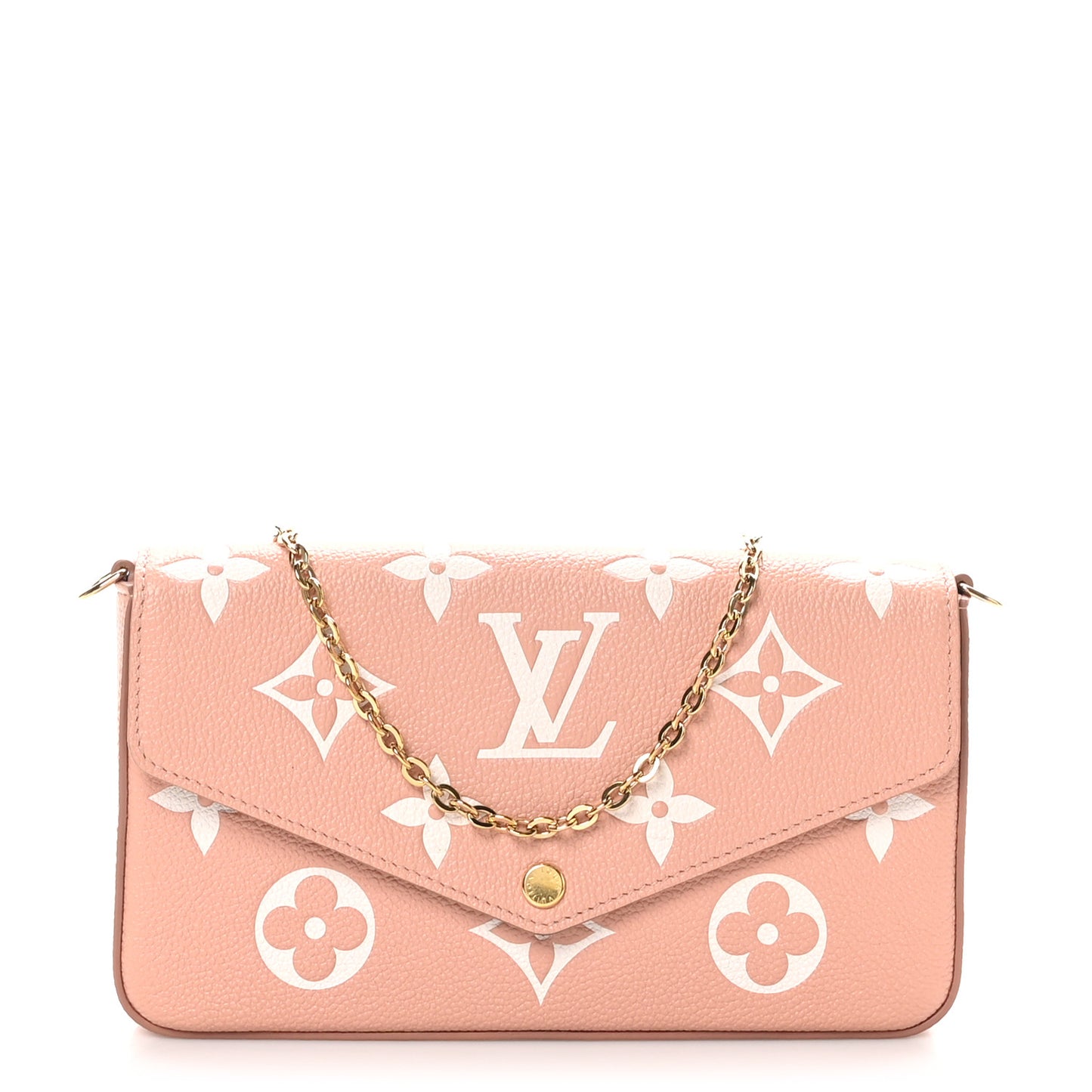 Empreinte Monogram Giant Felicie Pochette Chain Wallet Rose Trianon Creme