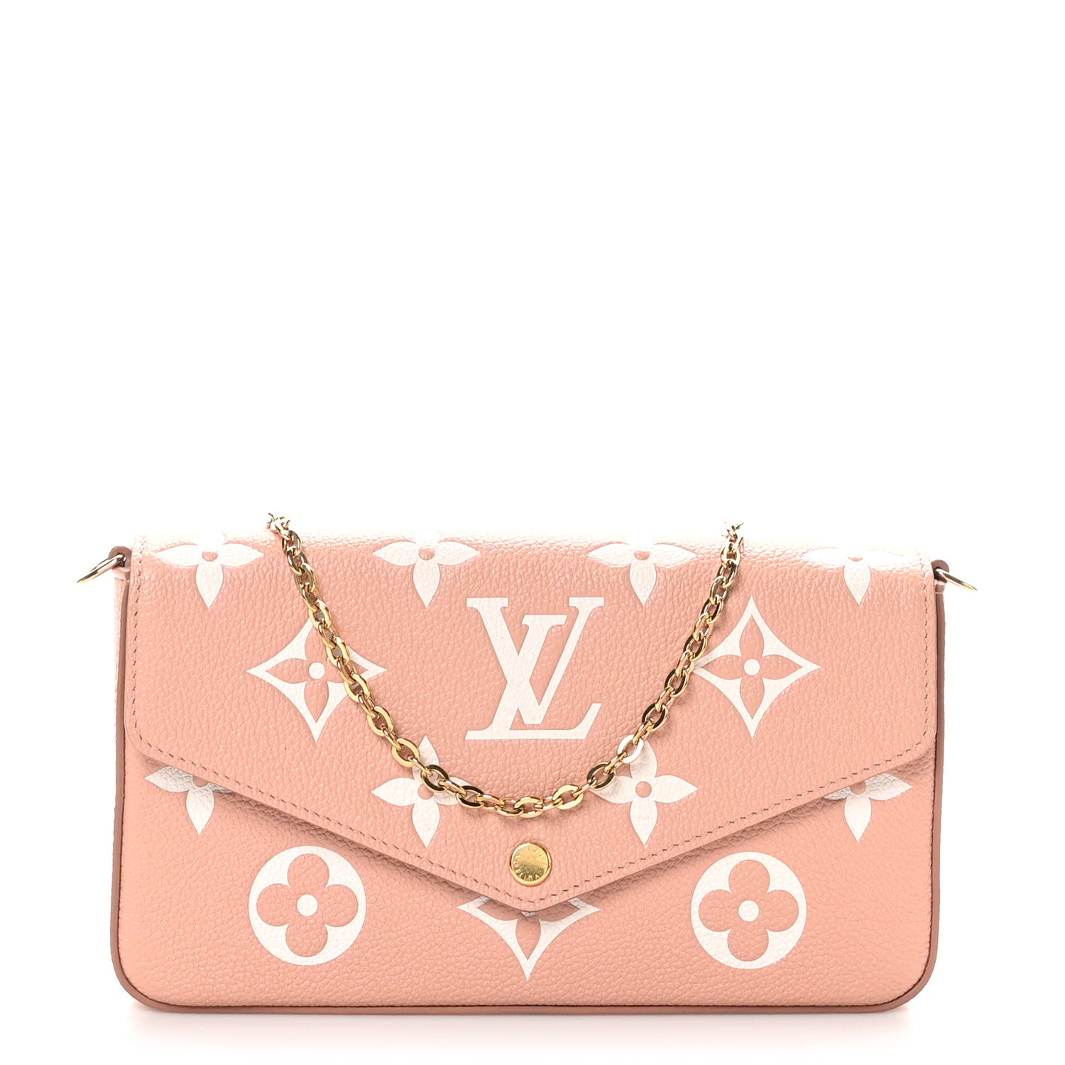 Louis Vuitton Empreinte Monogram Giant Felicie Pochette Chain Wallet Rose Trianon Creme 1 of 10