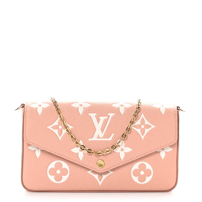 Louis Vuitton Empreinte Monogram Giant Felicie Pochette Chain Wallet Rose Trianon Creme 1 of 10