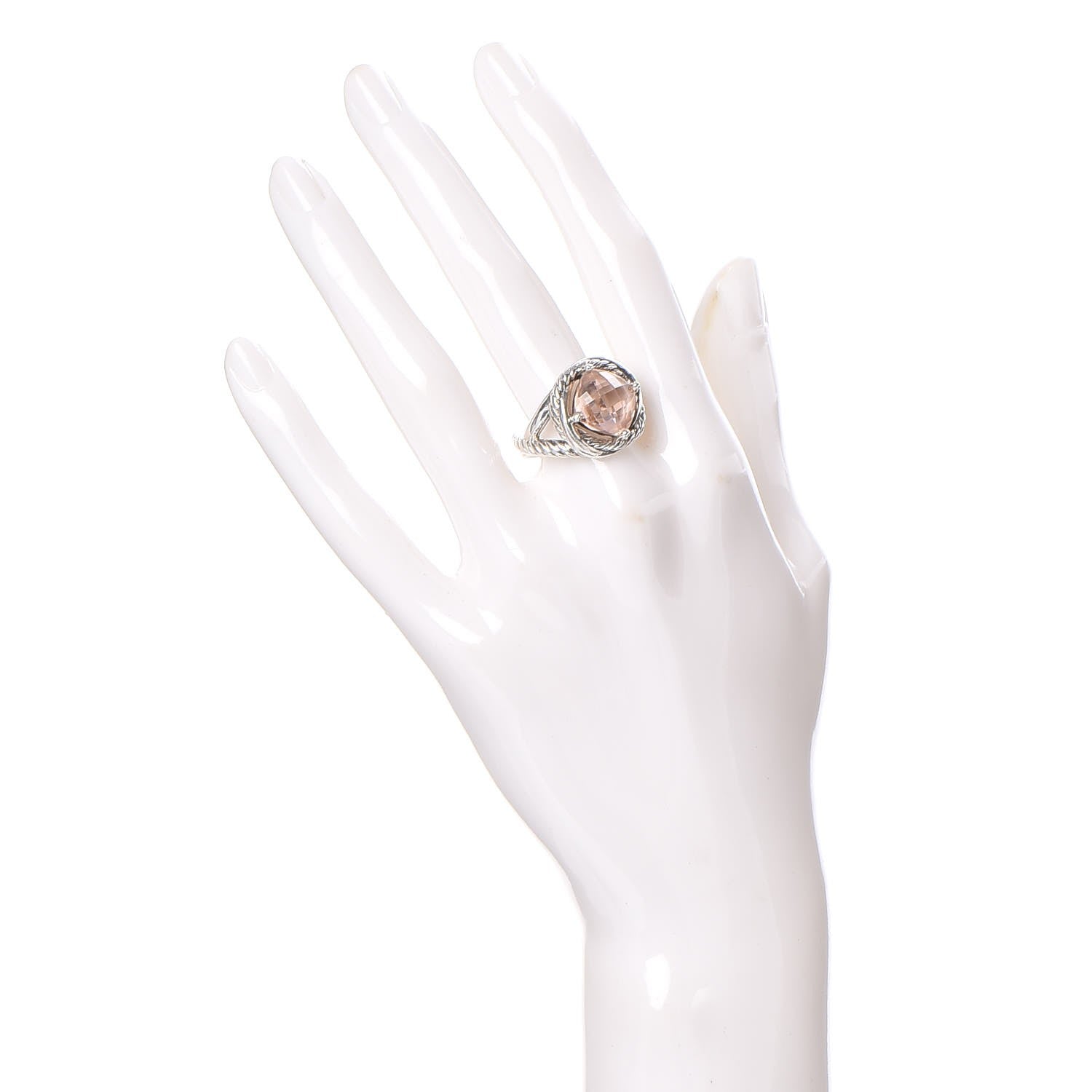 David Yurman Sterling Silver Morganite 11mm Infinity Ring 54 6.75 2 of 4