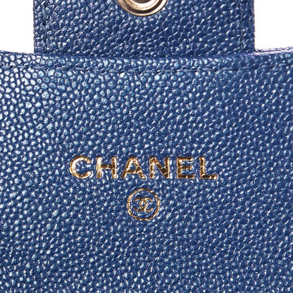 Chanel Iridescent Caviar Quilted Flap Card Holder Dark Blue 5 of 9