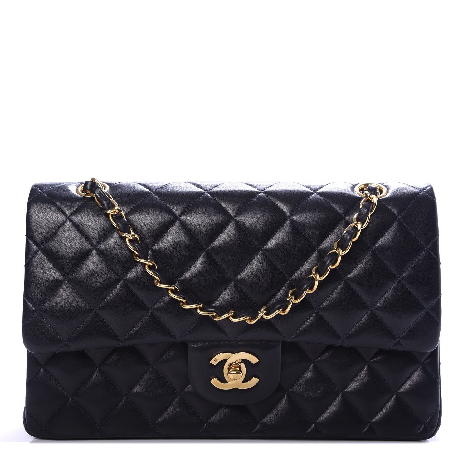 Chanel Lambskin Quilted Medium Double Flap Navy 1 of 11