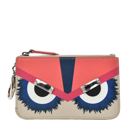 Fendi Saffiano Crystal Eye Monster Coin Pouch Key Case Bellini Multicolor 1 of 6