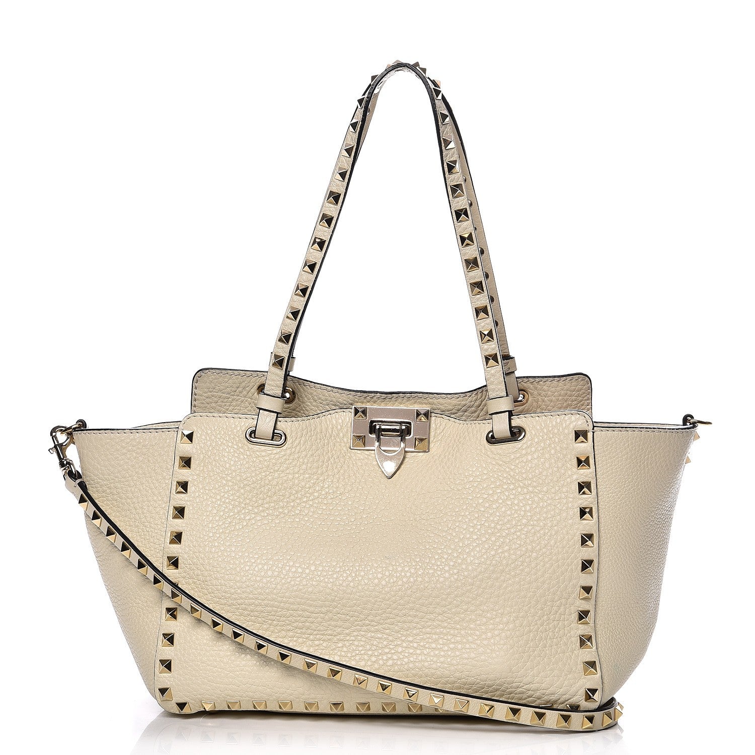 Valentino Garavani Alce Printed Calfskin Small Rockstud Tote Light Ivory 1 of 18