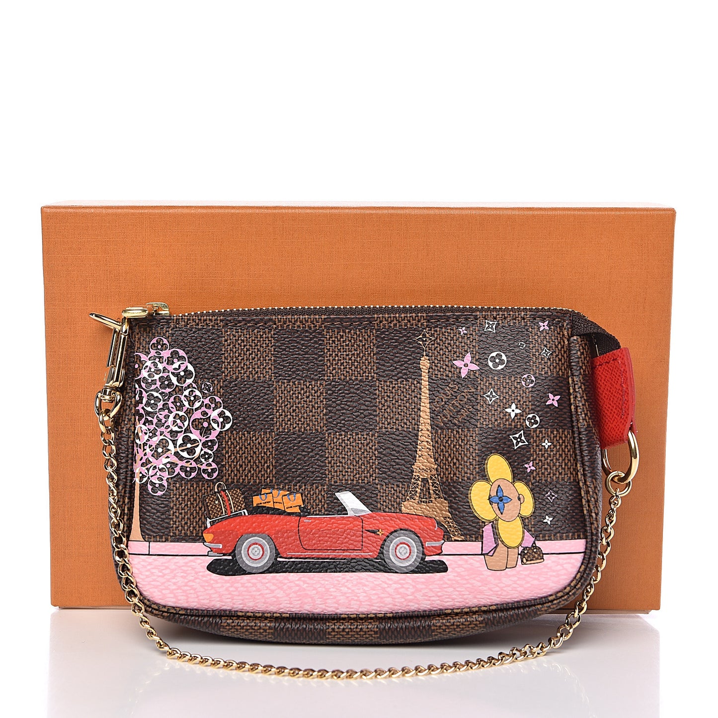 Damier Ebene 2019 Christmas Animation Mini Pochette Accessories Red