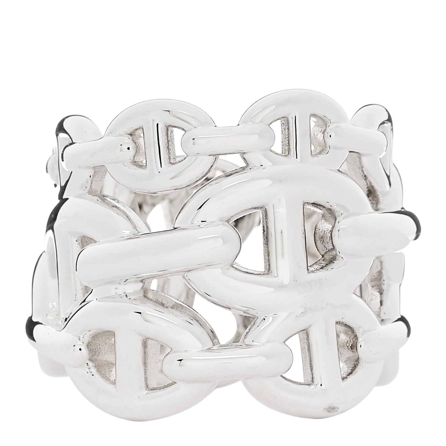 Hermes Sterling Silver GM Chaine d'Ancre Enchainee Band Ring 52 6 1 of 6