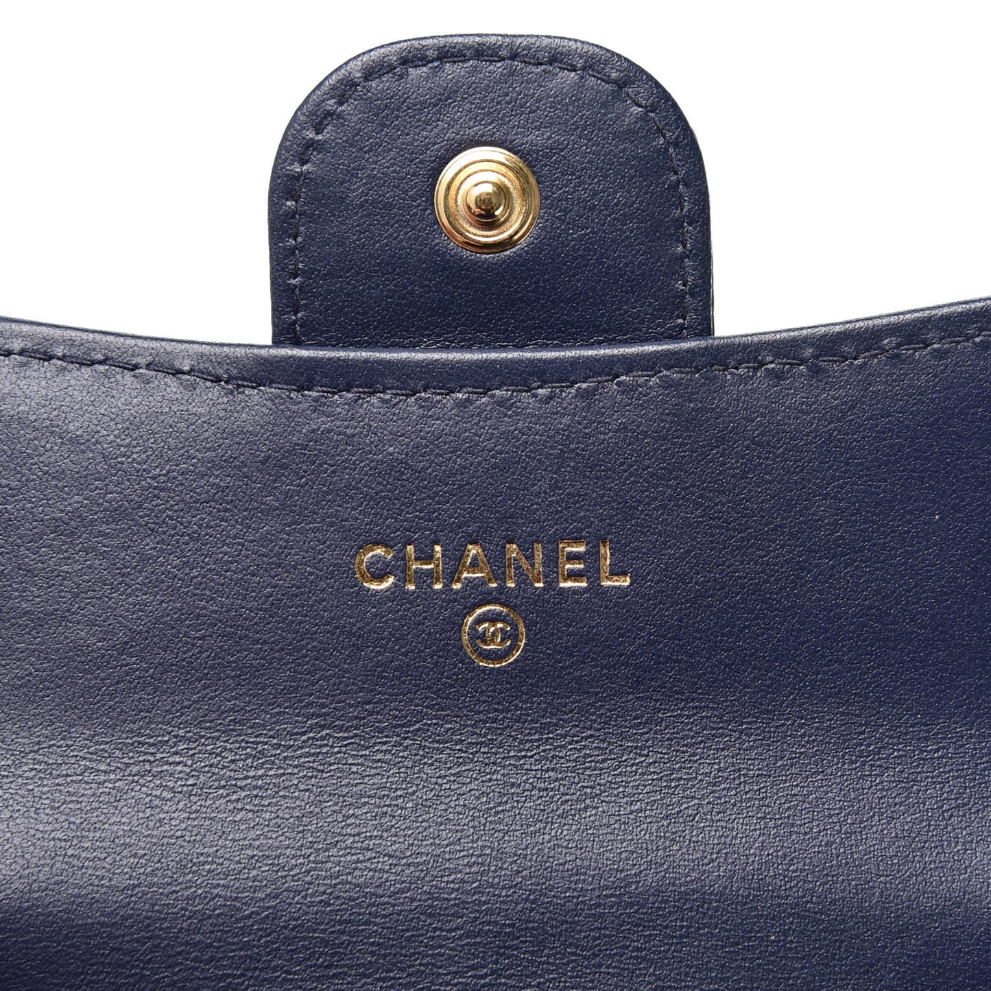 Letter Calfskin Embossed Quilted Card Holder Dark Blue