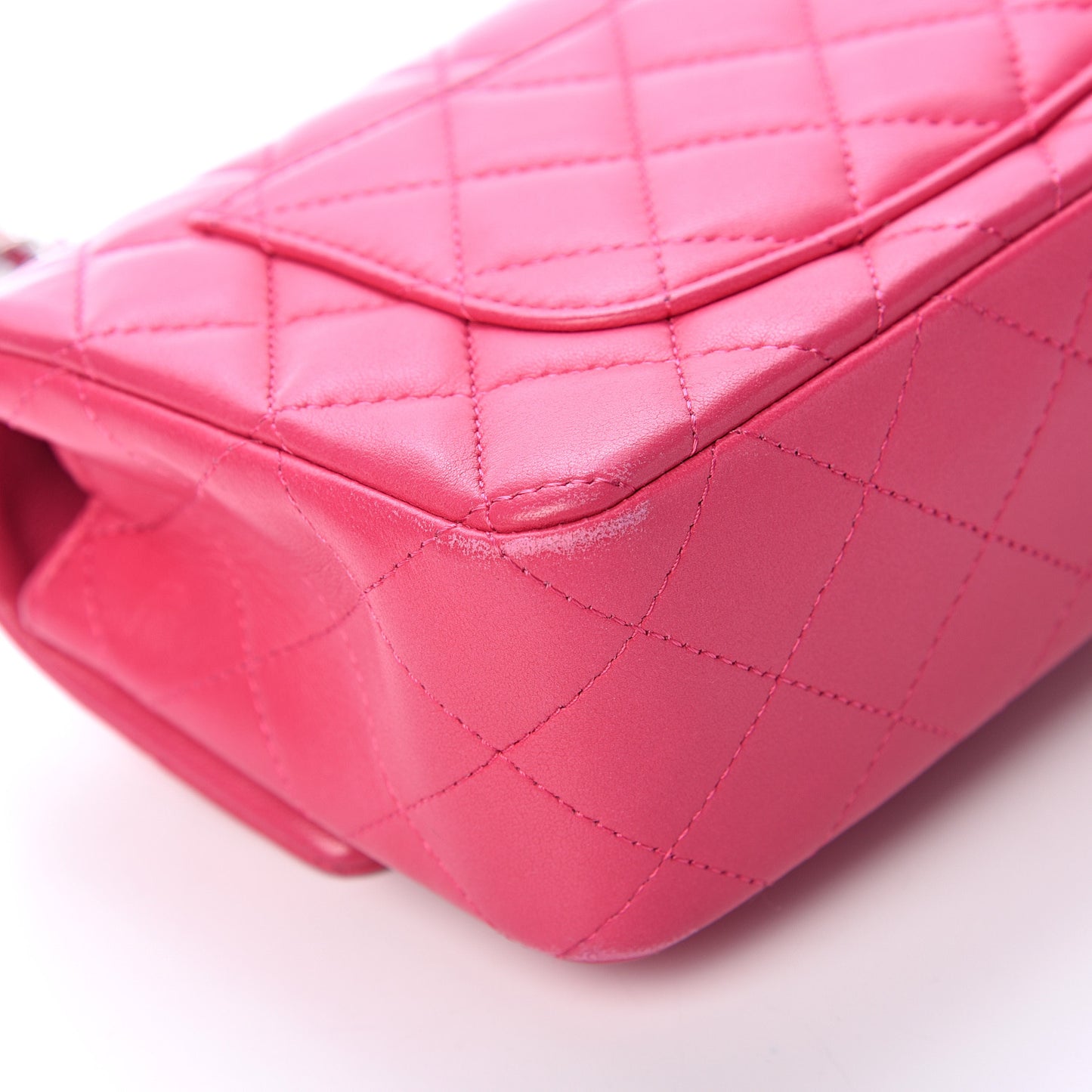 Lambskin Quilted Mini Rectangular Flap Dark Pink