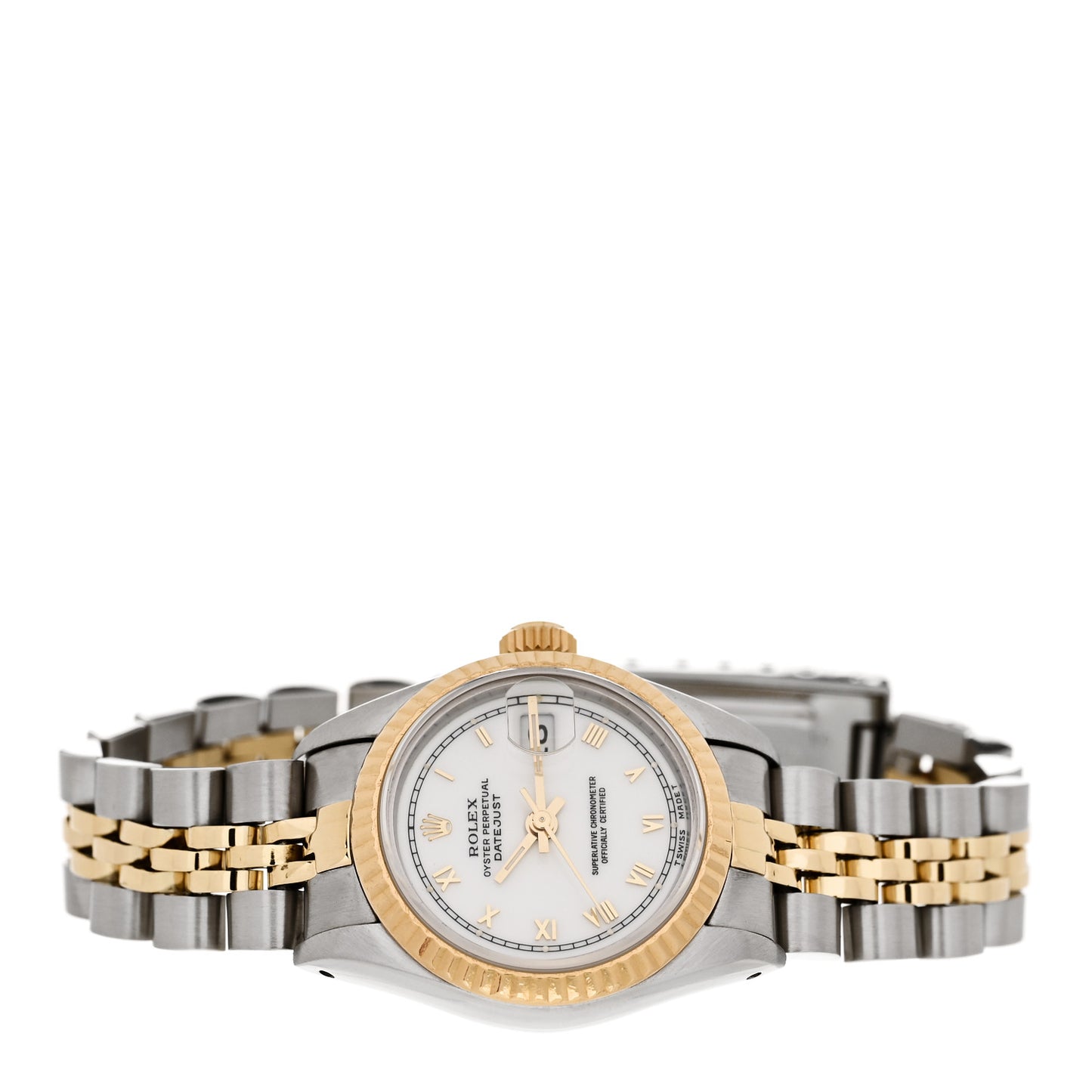 Stainless Steel 18K Yellow Gold 26mm Oyster Perpetual Datejust Watch White Roman 69173