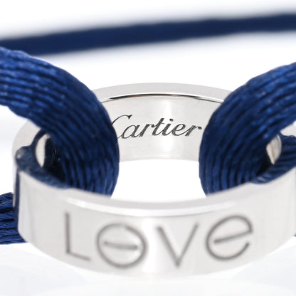 Cartier 18k White Gold Charity LOVE Adjustable Cord Bracelet Navy Blue 3 of 3