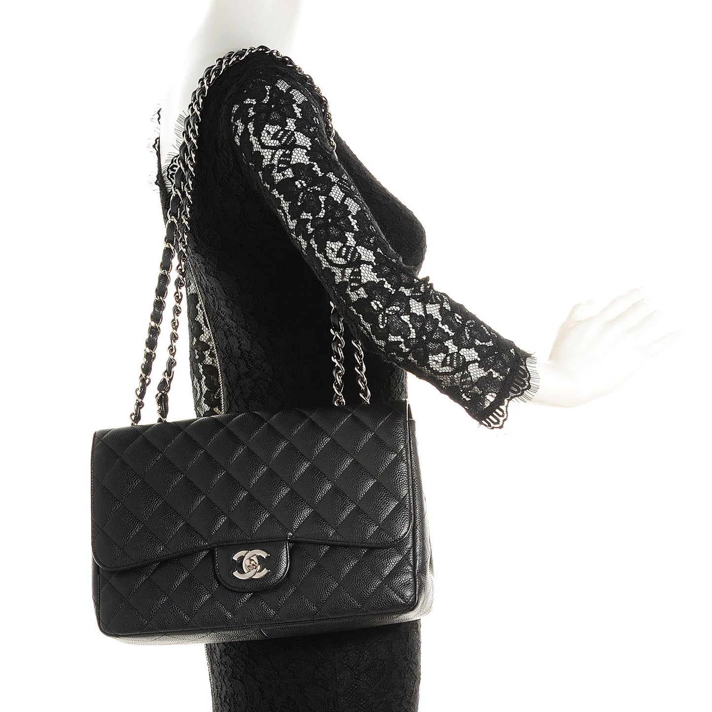 Caviar Jumbo Single Flap Black