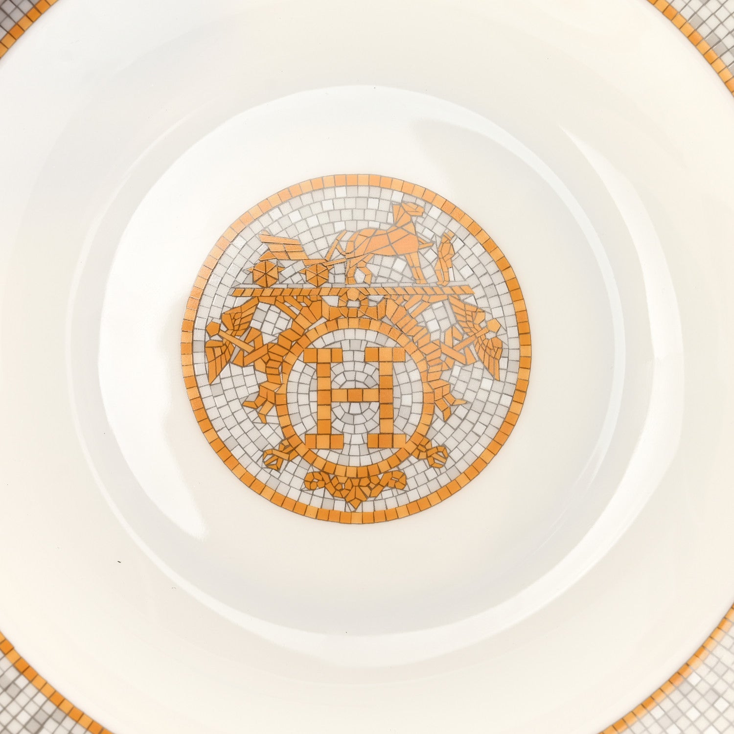 Hermes Porcelain Mosaique Au 24 Platine Soup Plate Set of 2 4 of 8