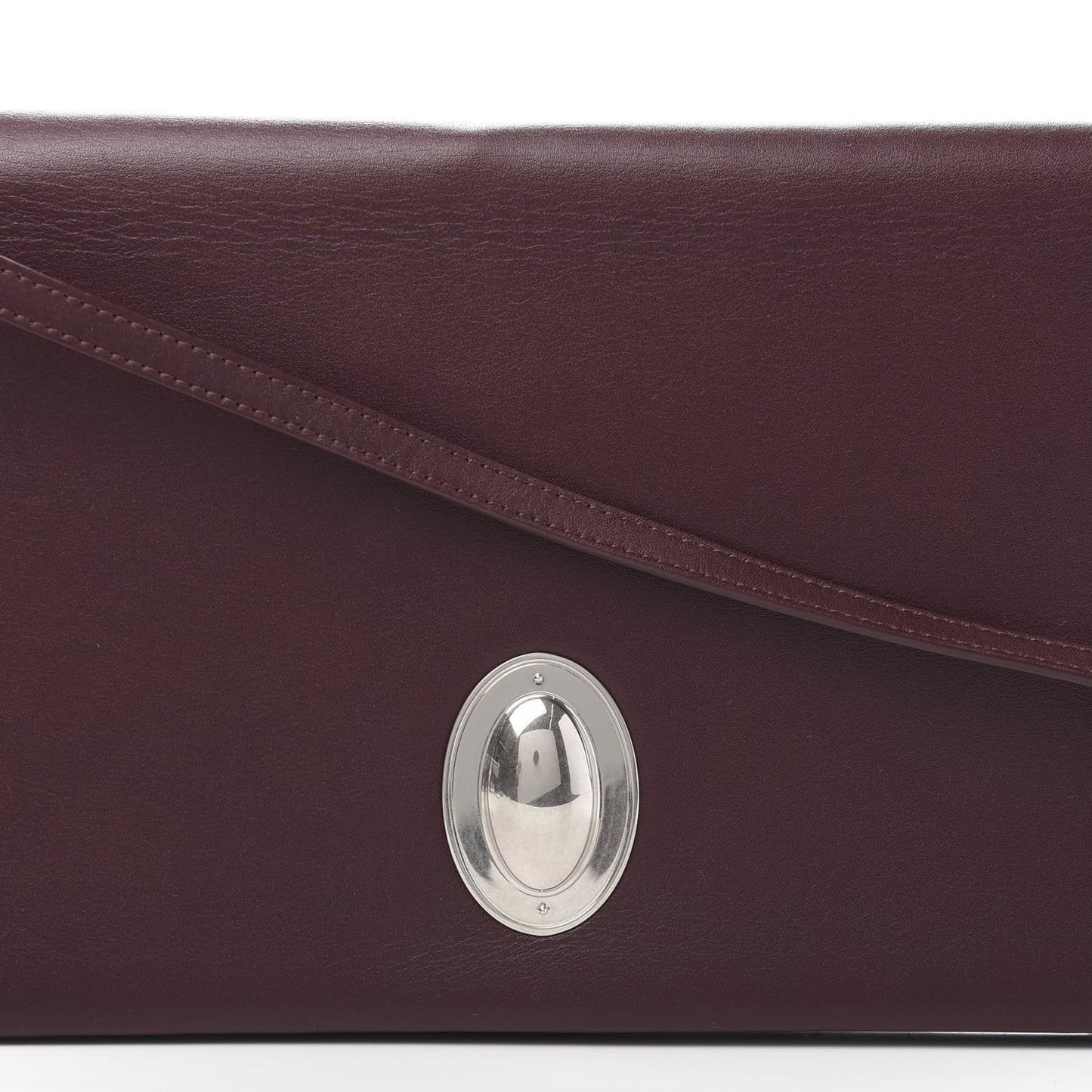 Calfskin Oval Clutch on Strap Burgundy