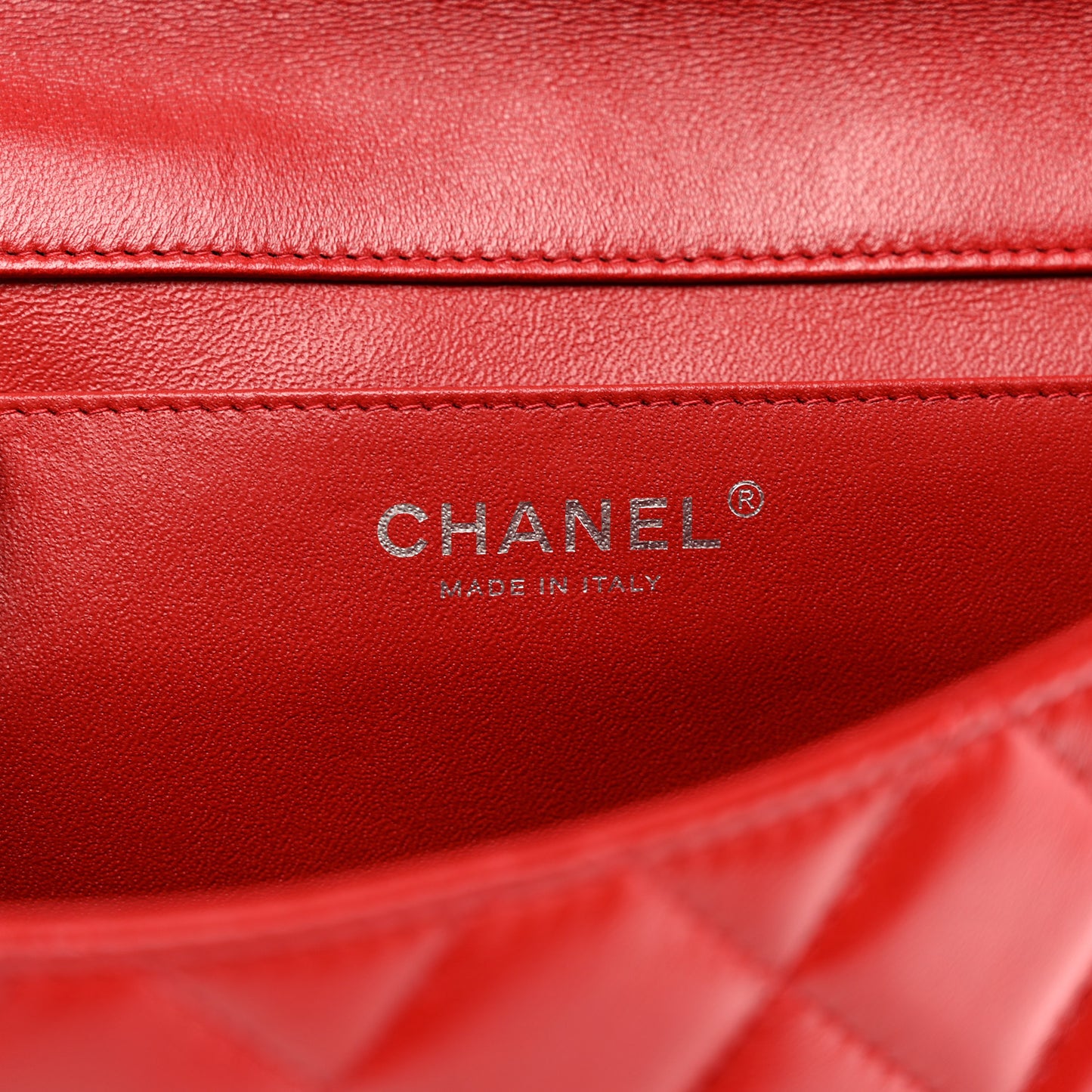 Lambskin Quilted Clutch With Chain Flap Red