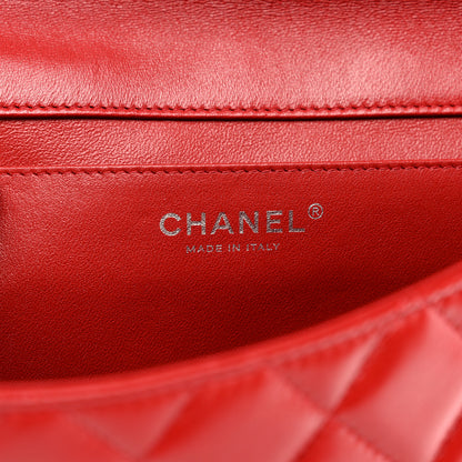 Chanel Lambskin Quilted Clutch With Chain Flap Red 6 of 10