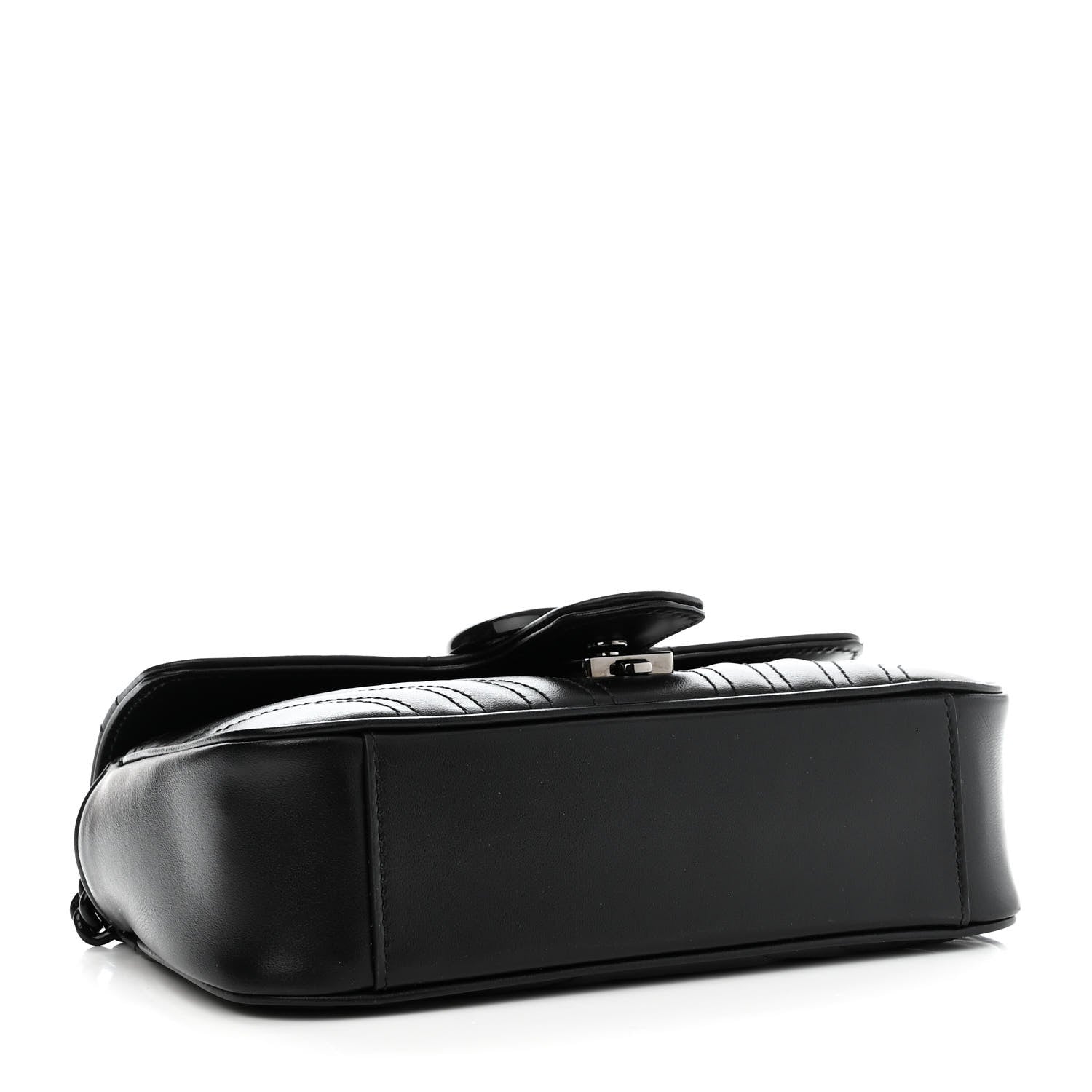 Gucci Calfskin Matelasse Monochrome Mini GG Marmont Shoulder Bag Black 4 of 10