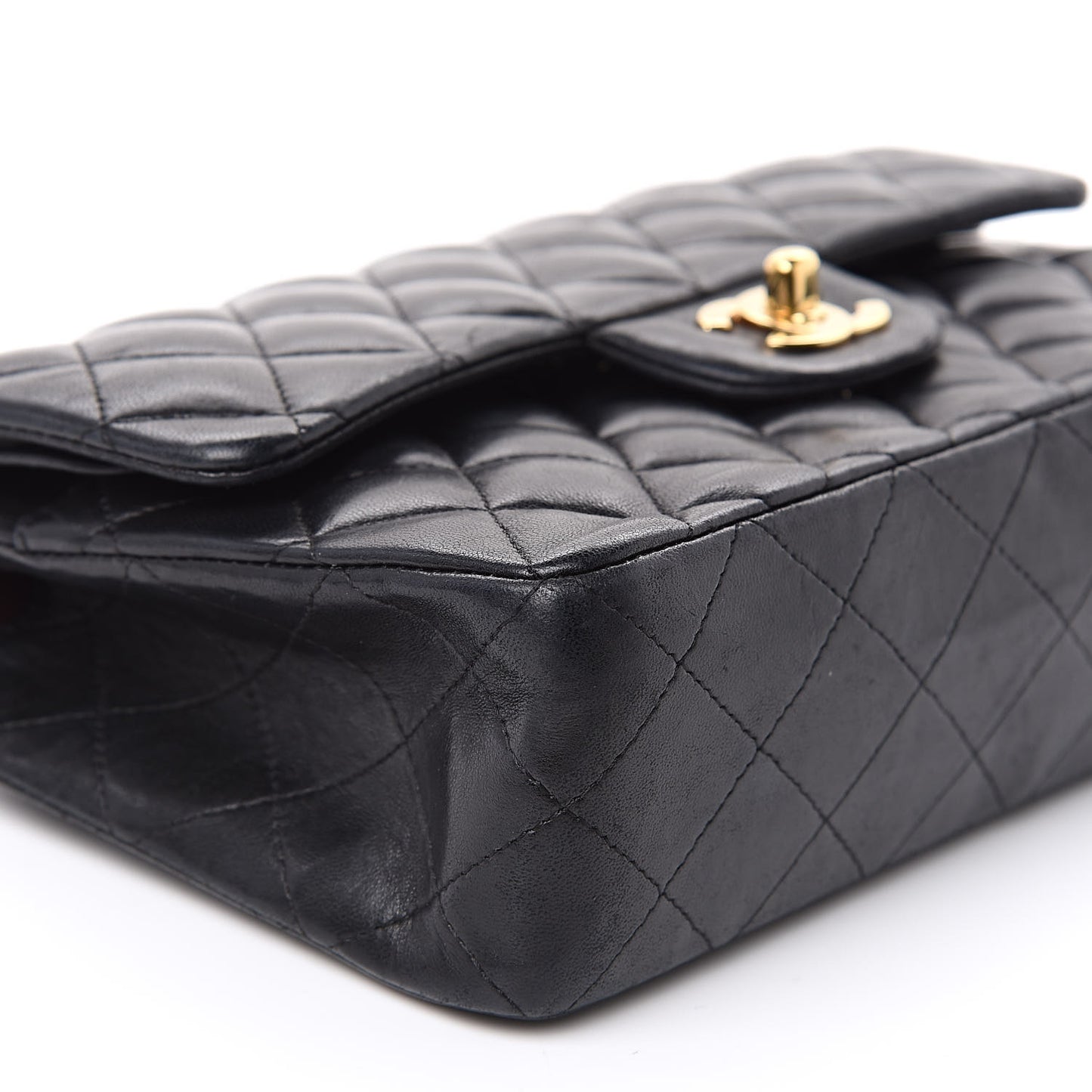 Lambskin Quilted Small Double Flap Black